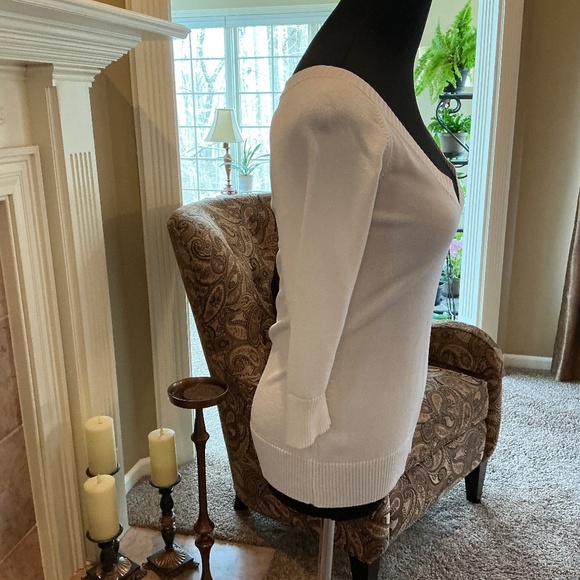 DOLCE & GABBANA White Viscose V-Neck 3/4 Length Sleeve Top Size 6 (42) - Picture 3 of 13